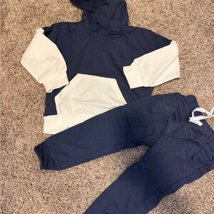 Navy and White Kids Hoodie and Joggers Set